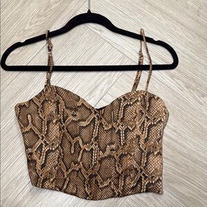 Reptile Patterned Tan Crop Top